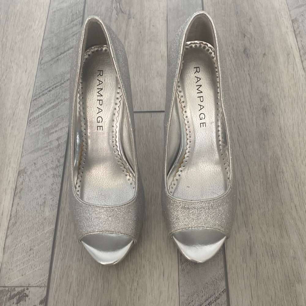 Silver sparkle high heel shoes